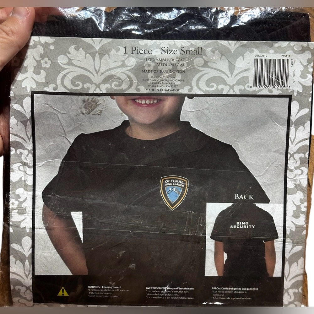 Wedding and Bridal Shower Official Ringbearer T-Shirt Child Size Small 6-6X NWT